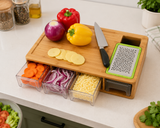 Bamboo Cutting Board with Storage Drawers